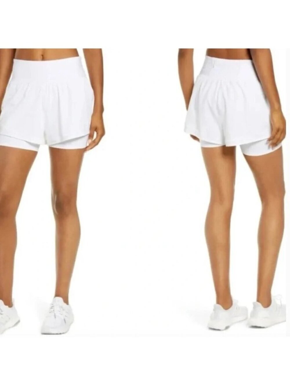 SPANX GET MOVING SHORTS white SMALL athletic sporty lined athleisure workout